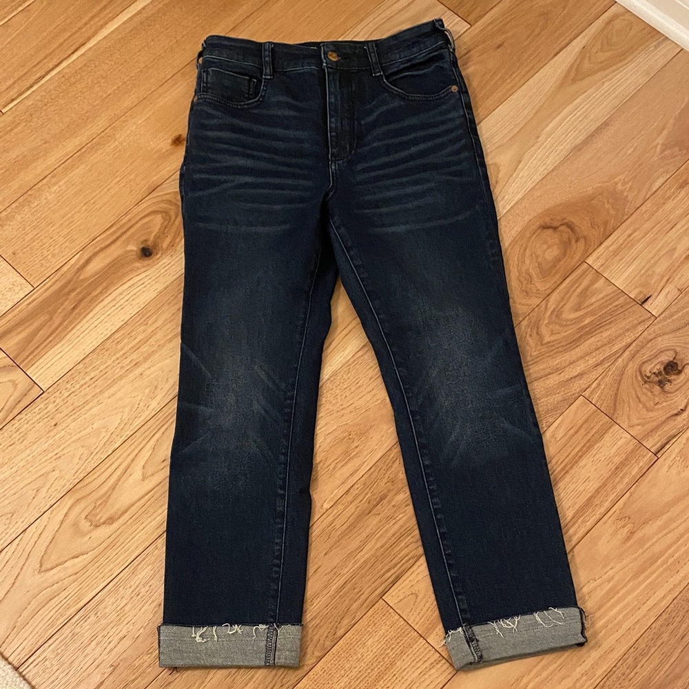 Anthropologie Pilcro High-Rise Cigarette Jeans 27P Petite Dark Indigo Stretch